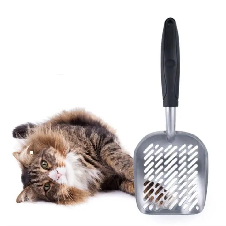 Sekop Sekop Pencungkil Kotoran Kucing Terintegrasi Aluminium Portabel Kapasitas Besar