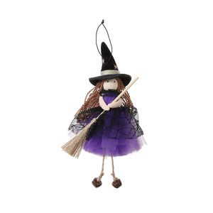 Dropshipping Shopify Halloween Mesh <b>Witch</b> Girl Angel Hanging Ornament With Bell Doll For Christmas Tree <b>Decor</b> - Product Image 4