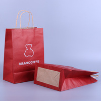 Enduit vin rouillé brique foncé rouge emballage artisanat fenêtre fourre-tout bijoux pas cher shopping cadeau kraft rouge sac en papier avec poignée plate
