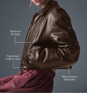 Cappotto corto personalizzato in ecopelle da donna con Bomber Oversize in <span class=keywords><strong>pelle</strong></span> sintetica con tasca laterale - Product Image 3