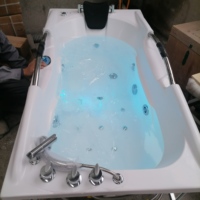 ODS Modern Acrylic Air Massage Bathtub with Freestanding Design 8 Jets Pillow Control Panel Drainer for Home & Hotel Use