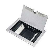 PUPAI FP-200 Prise de sol encastrée à entrée latérale en acier inoxydable anti-erreur de placement, cinq trous pour téléphones et ordinateurs, accès surélevé