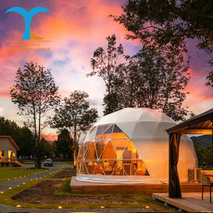 Tente dôme personnalisée Toile PVC imperméable pour le glamping Maison dôme géodésique Tente petite maison 2 chambres à coucher - Product Image 1