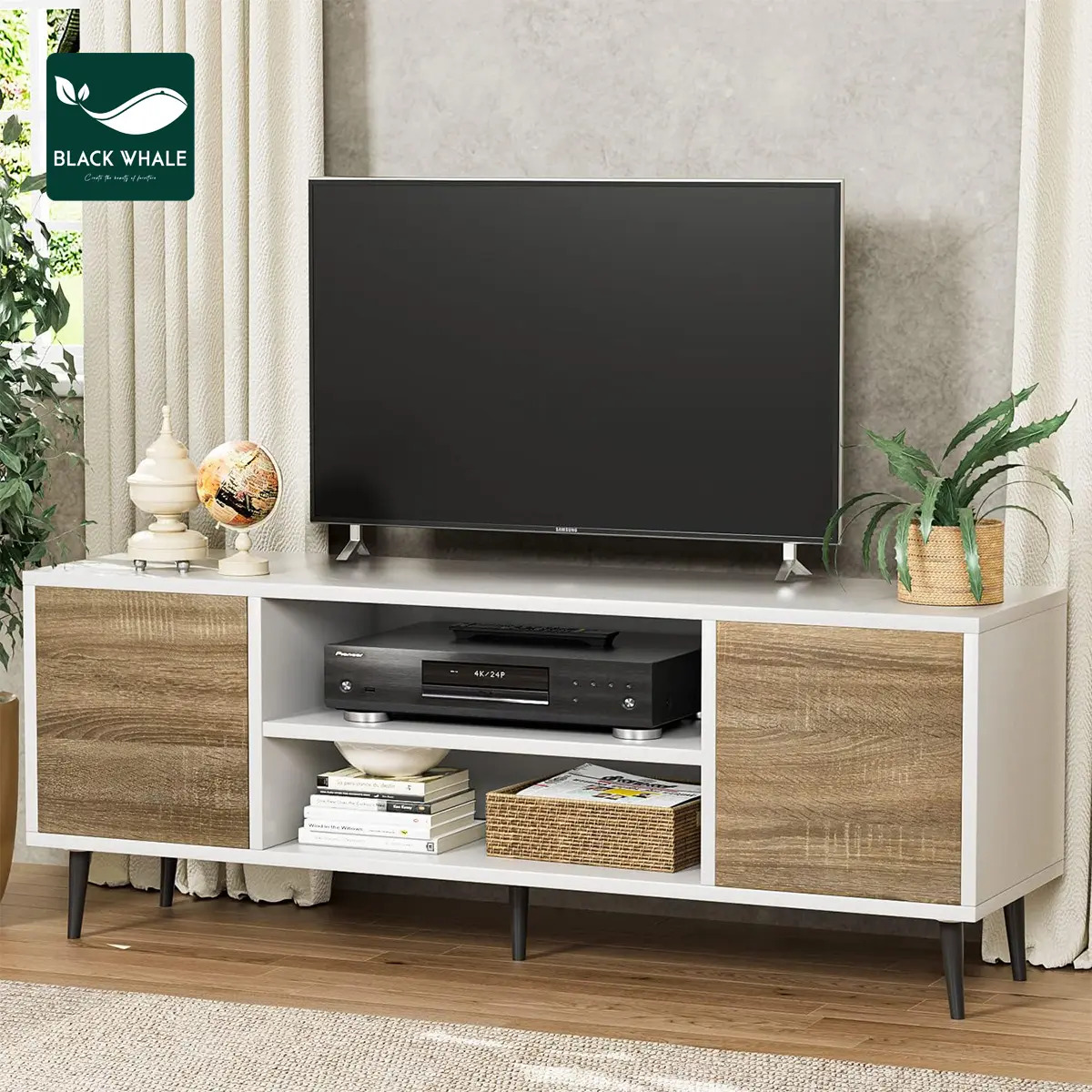 Fabriek Retro Stijl Slaapkamer Tv Console Standaard Opbergmeubilair Mdf Houten Woonkamer Houten Tv-Kasten Moderne Tv-Stands