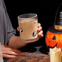 Gelas Koktail Ikon Lukis Tangan Grosir untuk Halloween, Gelas Jus Tanpa Tangkai Pola DIY untuk Pesta Festival