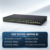 Commutateur Ethernet H3C S5135S-48FP4S-EI 52 ports 10/100/1000 Mbps avec prise en charge POE, SNMP, QoS, VLAN, empilable, LACP, capacité 672 Gbit/s, en stock