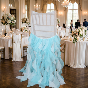 Funda de Silla de Organza Clásica Europea, Volantes de Tul, Cubre Respaldo de Silla, Accesorios de Decoración para Bodas, Banquetes, Fiestas, Hoteles y Eventos - Product Image 3