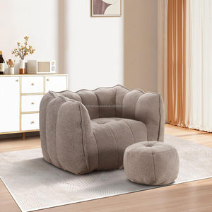 Conjunto <span class=keywords><strong>de</strong></span> sillón <span class=keywords><strong>de</strong></span> PUF <span class=keywords><strong>de</strong></span> estilo moderno contemporáneo, sofá <span class=keywords><strong>de</strong></span> tela Sherpa <span class=keywords><strong>relleno</strong></span> <span class=keywords><strong>de</strong></span> espuma <span class=keywords><strong>de</strong></span> alta densidad, ahorro <span class=keywords><strong>de</strong></span> espacio <span class=keywords><strong>para</strong></span> sala <span class=keywords><strong>de</strong></span> estar - Product Image 2