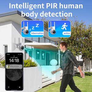 Kamera Keamanan WiFi Tenaga Surya PTZ Zoom 10X 360 °   Kamera Surya Lensa Ganda Deteksi Otomatis Panoramik - Product Image 4