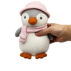 Pinguino in peluche di Natale personalizzato lavorato a maglia con sciarpa staccabile-100% in cotone biologico primo imbottitura regalo e calza - Product Image 5