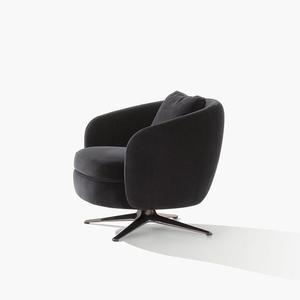 Ghế ngồi phòng khách phong cách tối giản Ý, chất liệu vải nâu, ghế nghỉ sang trọng với chân kim loại, nội thất phòng khách cho biệt thự - Product Image 4