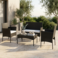 Ensemble de meubles d'extérieur en rotin tressé 4 pièces pas cher en promotion pour patio et jardin – Canapé en rotin d'extérieur