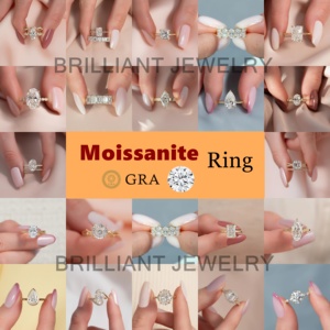 Anelli in Moissanite con taglio di ghiaccio radiante 3ct 5ct con 925 in argento <span class=keywords><strong>Sterling</strong></span> 18k placcato in oro - Product Image 4