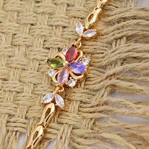 Multiple Chain Bracelet <strong>for</strong> Women Gold Plated Cubic Zirconia Flower Bracelet Party Anniversary <strong>Jewellery</strong> Gift <strong>for</strong> Women/<strong>Mum</strong>/Wife - Product Image 3