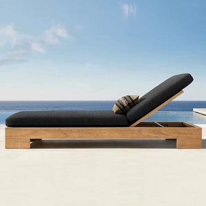 Meubles de jardin SUNWAY, nouveau design, chaise longue en teck massif pour hôtel, patio, chaise longue de loisirs avec ombrage - Product Image 3