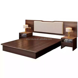 Modern Wood Hotel Single Twin Bedroom Furniture Set with Platform Bed Frame Nighstands & Upholstered <b>Headboard</b> For 3 Star Hotels - Product Image 4
