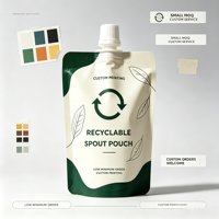 Pochettes souples personnalisées avec bec verseur, recyclables, petit MOQ, pour sauces liquides, cosmétiques, recharges et produits ménagers
