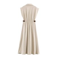 UNIZERA Nouvelle Collection Été 2026 pour Femme : Robe Chemise Sans Manches Col Montant Élégante et Sophistiquée (Modèle 5029266)