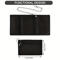 Dompet Pria dengan Rantai Anti Maling - Dompet Lipat Tiga Kanvas Tahan Lama untuk Pria, Tempat Kartu Olahraga dengan Kantong Koin Ber-resleting