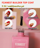 FZANEST Nail Art Gel de construction multifonction 4 en 1, top coat 15 ml, gel de construction pour extensions, colle à strass, flacons de gel
