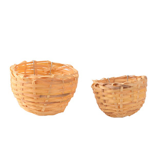 ตะกร้ารังนกไม้ไผ่ทอทรงกลมขนาดเล็กทนทานสำหรับตกแต่งกรงนกแก้วและนกบัดจี้ - Product Image 5