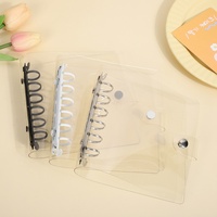 Protège-cahier transparent en PVC à 6 trous avec bouton-pression, couverture amovible pour carnet, cartes photo et journal