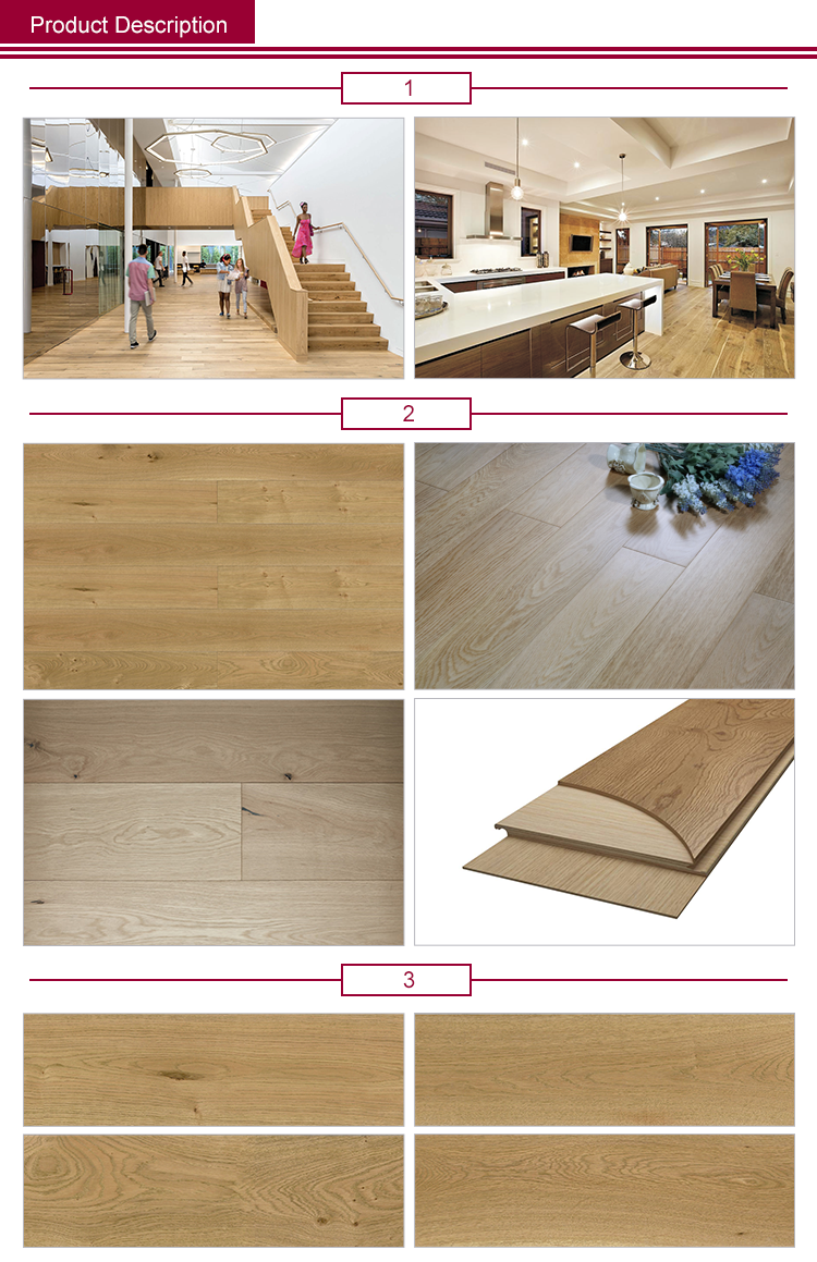 Engineered Oak Floor Hardwood Gradient Gray Commercial Home Decor Wood Flooring