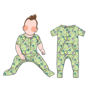 Romper Bayi Lengan Pendek Musim Panas, Penjualan Langsung Pabrik, Kantong Samping Depan Besar, Bahan Bambu Sejuk dan Bernapas, Set Romper Bayi - Product Image 5