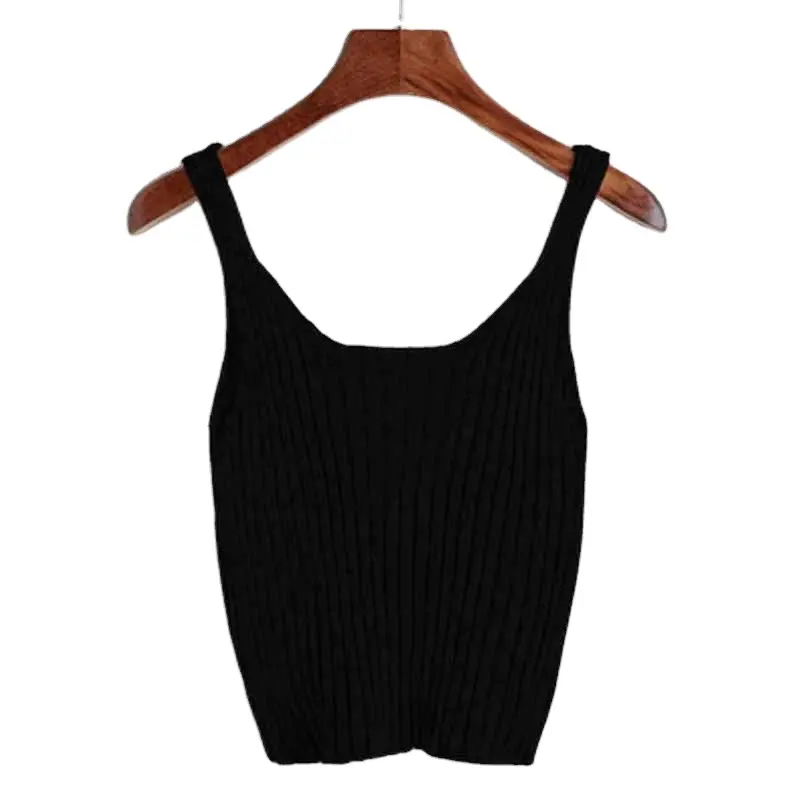 2021 Nieuwe Collectie Groothandel Vrouwen Geribbelde Gebreide Crop Tank Top Spaghetti Hemdje Vest Tops