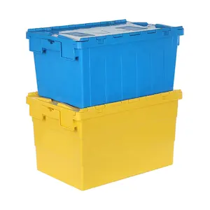 כבד החובה פלסטיק מתכנס נע ארגזי Stackable מחזור תיבת אחסון עם מכסה