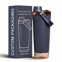Bouteille shaker à protéines en acier inoxydable isolée, résistante aux fuites, 20 oz, avec compartiment de rangement, logo personnalisé, compatible lave-vaisselle
