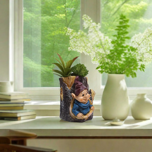 Resin <b>Tree</b> Stump Dwarf Flower <b>Pot</b> With Succulent Planter Desktop Creative Decor For Home Garden <b>Plant</b> Display - Product Image 2