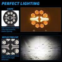 Luz de Trabajo LED Redonda de 4 Pulgadas, 8 LED, Blanco Ámbar, Doble Color, Lámpara de Conducción Todoterreno, Impermeable, con Soporte para Camioneta, SUV, ATV, Jeep