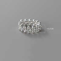 Großhandel S925 Sterling Silber Elastischer Verstellbarer Ring Dreischichtiger Silberperlen-Ring als Geschenk