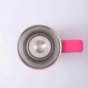 แก้วกาแฟเก็บความร้อนกันรั่วผนังสองชั้นแก้วสแตนเลสเคลือบผง40ออนซ์พร้อมที่จับฟาง - Product Image 4