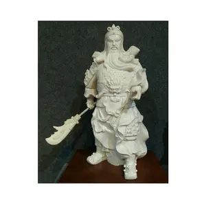 Лучшее качество белый мраморный камень Будда Guan Yu скульптура, Guan Gong статуя, Guan Yu статуя