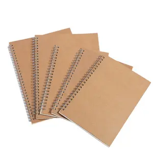 Wholesale Creative Custom Logo Kraft Paper Diary Book A5/B5 Paper Thickened Coil Notebook Hardcover Student Spiral Notebook
