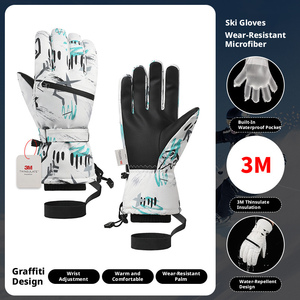 Gants de <span class=keywords><strong>ski</strong></span> pour hommes et femmes, blancs, en polyester, imperméables et chauds pour les sports d'hiver, la conduite, design cinq doigts, en stock - Product Image 2