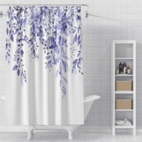Rideau de douche moderne Bonhause en polyester, motif feuilles d'eucalyptus marron aquarelle, résistant à la moisissure, écologique, 72x72 pouces