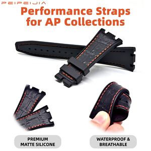 Correa de <span class=keywords><strong>reloj</strong></span> de silicona líquida premium de 26 mm compatible con Audemars Piguet <span class=keywords><strong>Royal</strong></span> <span class=keywords><strong>Oak</strong></span> Offshore, correa de repuesto de piel sintética - Product Image 5