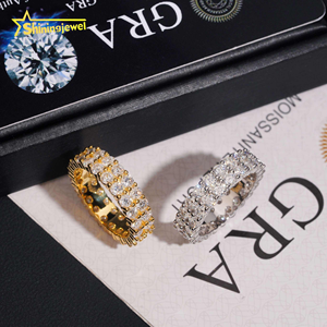 Đầy Đủ Eternity Nhẫn Moissanite 3Mm 2 Row Engagement <span class=keywords><strong>Ring</strong></span> Cho Nam Giới Vượt Qua Kim Cương Đồ Trang Sức Mỹ 925 Bạc Ban Nhạc Nhẫn - Product Image 5