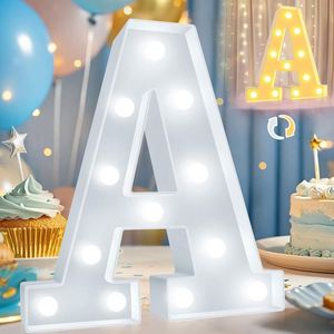 Lettres lumineuses LED Marquee, blanc chaud et blanc froid, lettres alphabétiques lumineuses pour mariage, bar, lumière de nuit, décoration d'anniversaire - Product Image 1