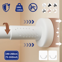 Tringle de Douche Moderne en Acier Inoxydable à Micro-Ajustement, 75-102 Pouces, 110 Livres, Sans Perçage, Extensible, Anti-Rouille, pour Salle de Bain et Armoire