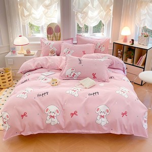 Vente directe d'usine respectueux de la peau 2.6KG 2.0m épaissi coton lavé imprimé literie quatre pièces brossé ensemble bambou fibre remplissage - Product Image 6