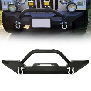 Piezas de carrocería de coche Wrangler modelo de parachoques delantero piezas de personalización con placa de cabrestante de anillos en D para Jeep Wrangler TJ YJ 1987-2006