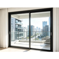 Porte coulissante de balcon moderne à cadre fin en aluminium, double vitrage à rupture de pont thermique