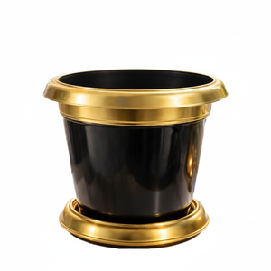 NF Lauren Black Gold Flower Pot Private Label Decorative <b>Plastic</b> Garden <b>Planter</b> Luxury Style Hand Painted Desktop Plant Pot - Product Image 2