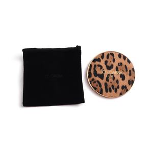 Custom Small Round Leopard Print Hot Stamping Golden Vanity Makeup Pocket Mirror with Logo - Product Image 2