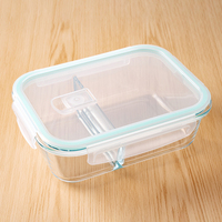 Contenants de stockage alimentaire en verre avec couvercles hermétiques anti-fuite de forme rectangulaire, capacité adaptée au micro-ondes, au four et au lave-vaisselle