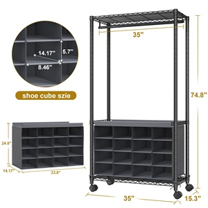 Appendiabiti Moderno Salvaspazio per Soggiorno, Armadio Portatile con Ruote per Vestiti e Cappotti - Product Image 3